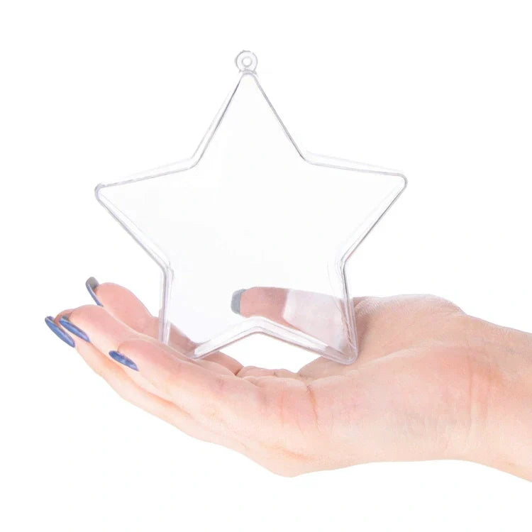 Esfera acrílica autoarmable 10 cm modelo estrella decoración 5 unidades