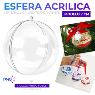 Esfera acrílica autoarmable 7 cm de diámetro decoración 5 unidades