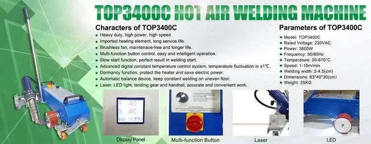 Selladora de aire caliente TOP3400 - para telas banners y PVC