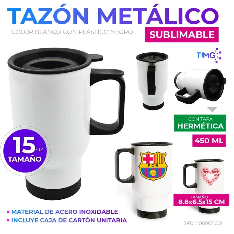 Tazon metalico blanco tapa plastica 1